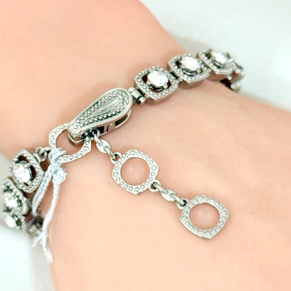 Swarovski Crystal Bracelet Silver-Tone Stainless Steel Adjustable - NWT - Picture 8 of 11